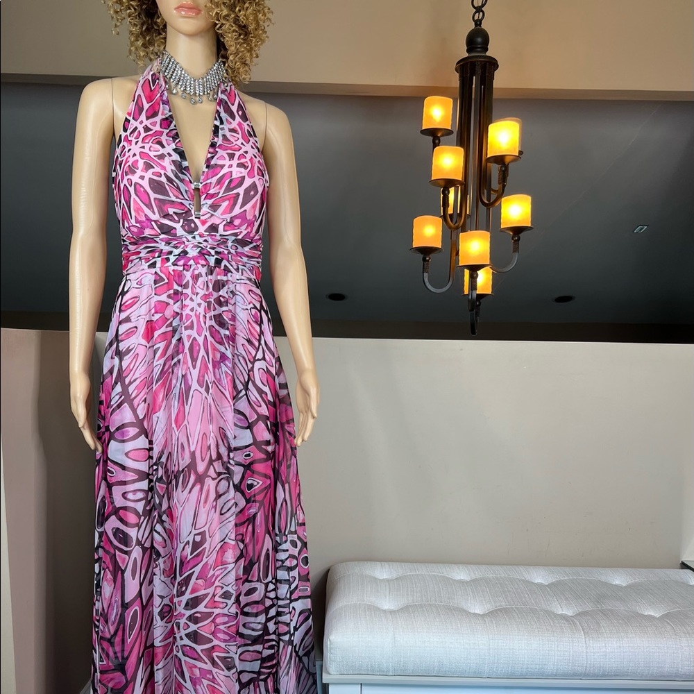 White House Black Market Fuchsia Halter Maxi Dress - Picture 12 of 16